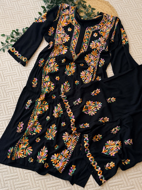 Multi black chikankari