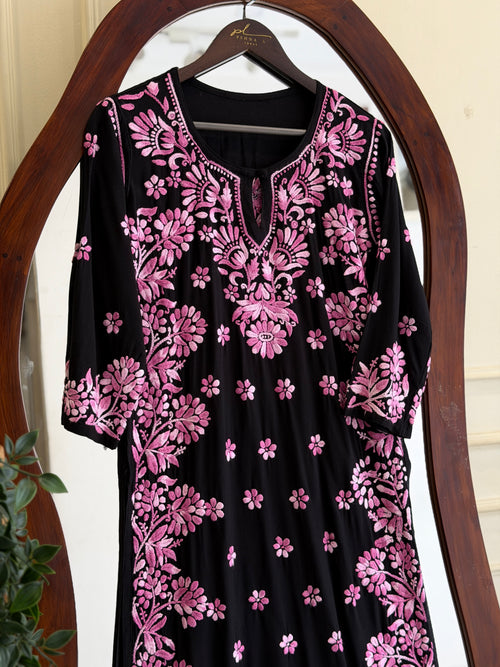 Multithread chikankari kurta-BLACK