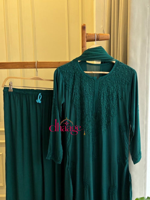 Authentic chikankari set-PAKISTANI GREEN