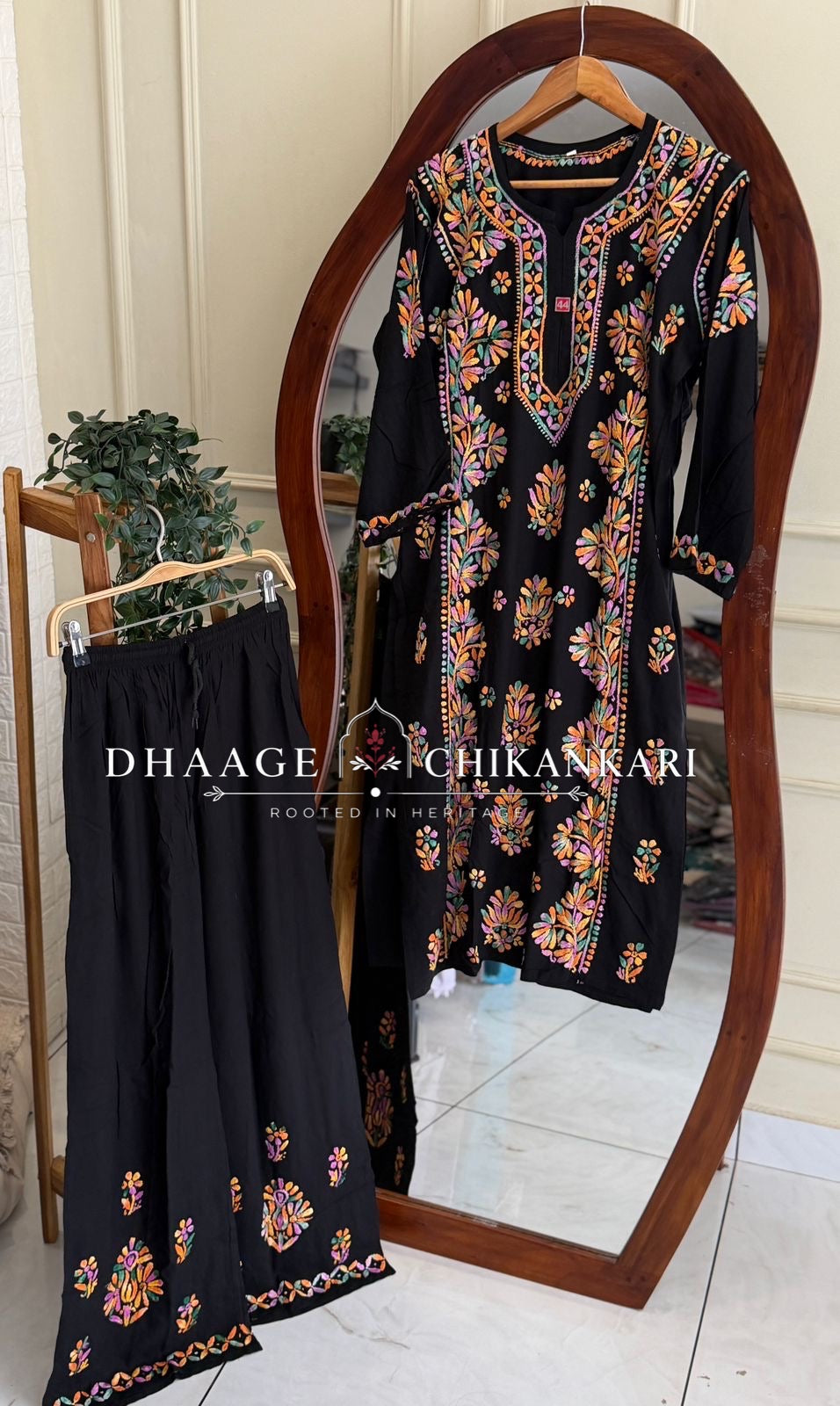 Multi black chikankari