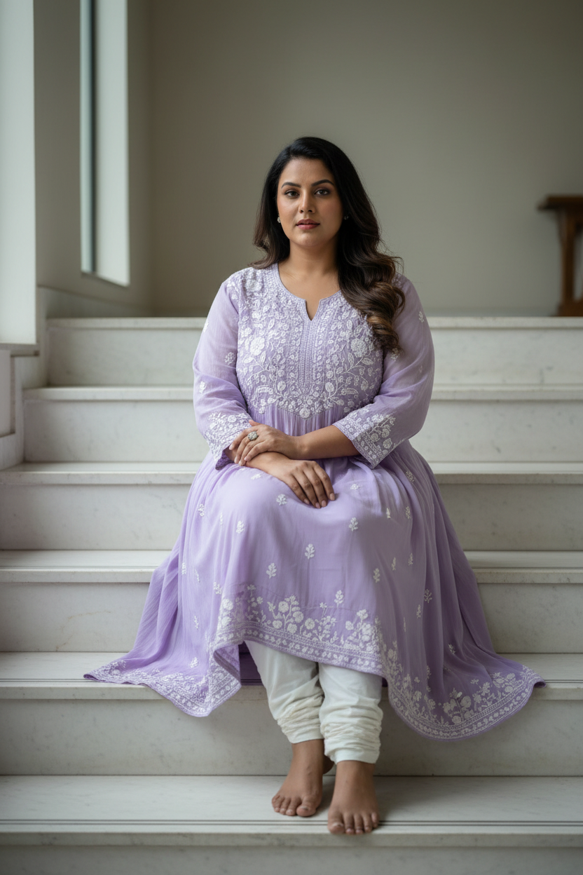 Lavender Chikankari