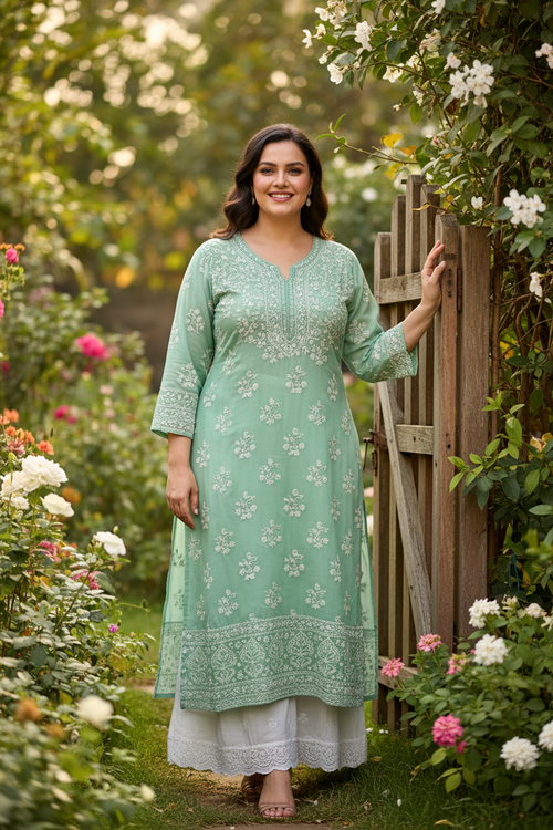 Mint Green Chikankari
